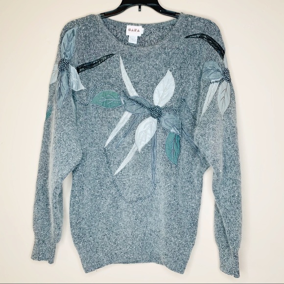 Sara International Sweaters - Sara International Grey Embellished Sweater S